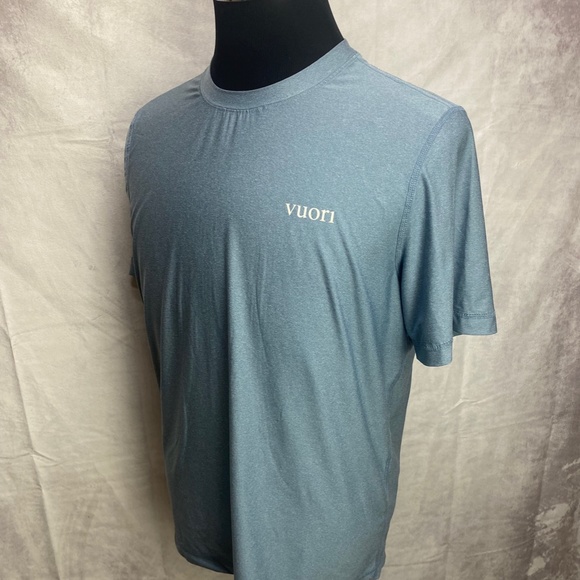 Vuori Mens L Workout Tee T-Shirt Light Blue Short Sleeve Athletic Fabric - Picture 3 of 6